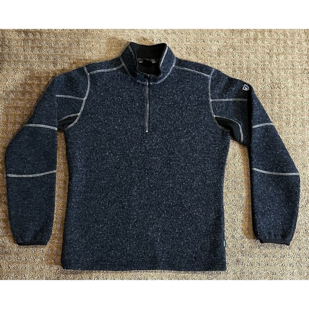 Kuhl Pullover Mens Size Small Charcoal Gray Thermokore 1/4 Zip Wool Blend